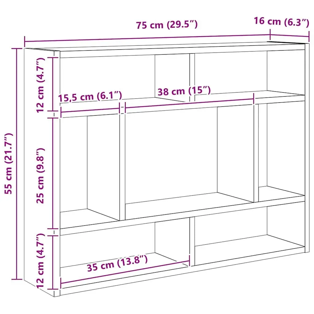 Floating Wall Shelf Organizer Brown Acacia Wood 75x16x55cm Storage Display Unit