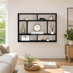 Black Oak Floating Wall Shelf for Home Decor