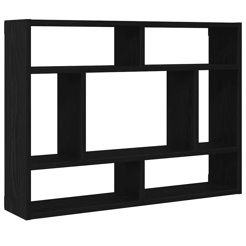 Wall Shelf Black Oak Floating Storage Display Organiser 75 x 16 x 55 cm Engineered Wood