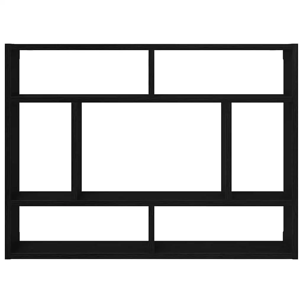 Wall Shelf Black Oak Floating Storage Display Organiser 75 x 16 x 55 cm Engineered Wood