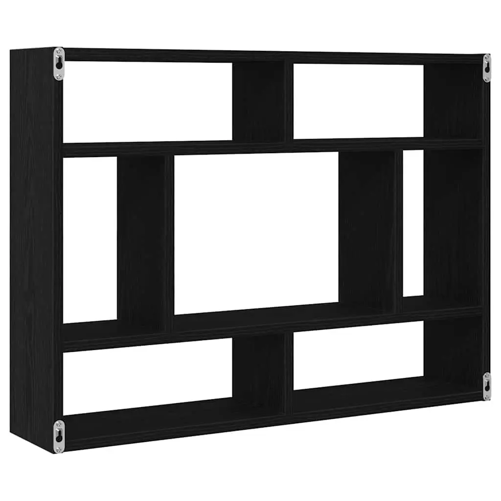 Wall Shelf Black Oak Floating Storage Display Organiser 75 x 16 x 55 cm Engineered Wood