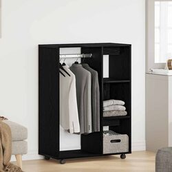 Wardrobe Black Oak 80x40x110 cm Engineered Wood Storage Cabinet Cupboard