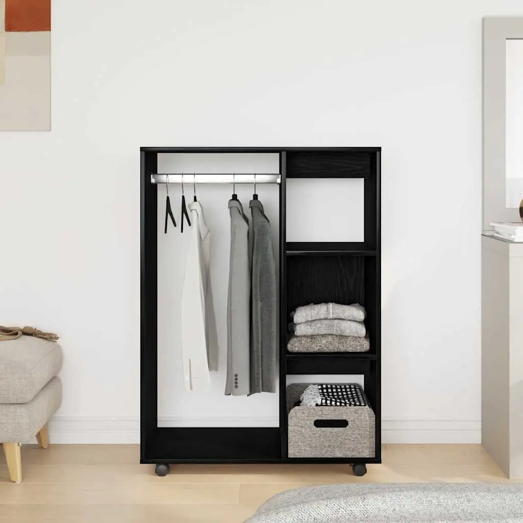 Wardrobe Black Oak 80x40x110 cm Engineered Wood Storage Cabinet Cupboard