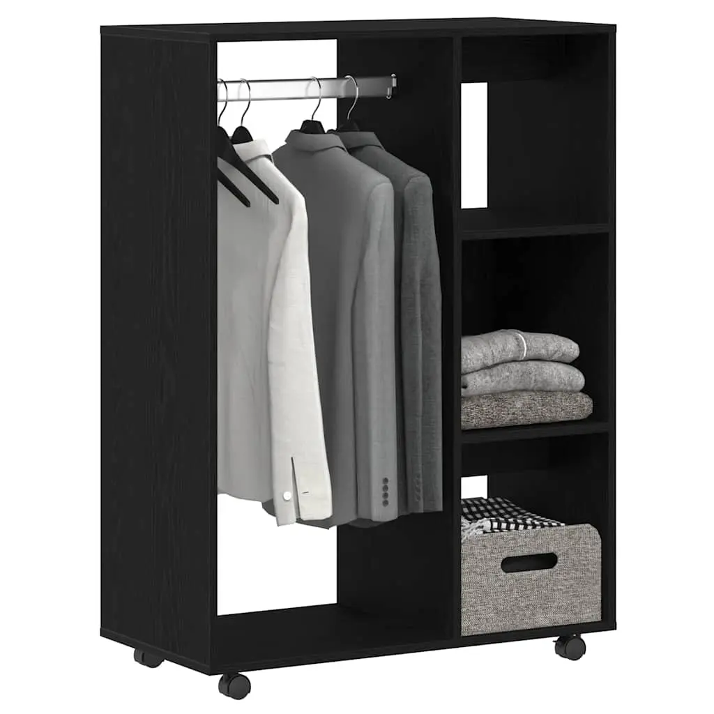 Wardrobe Black Oak 80x40x110 cm Engineered Wood Storage Cabinet Cupboard