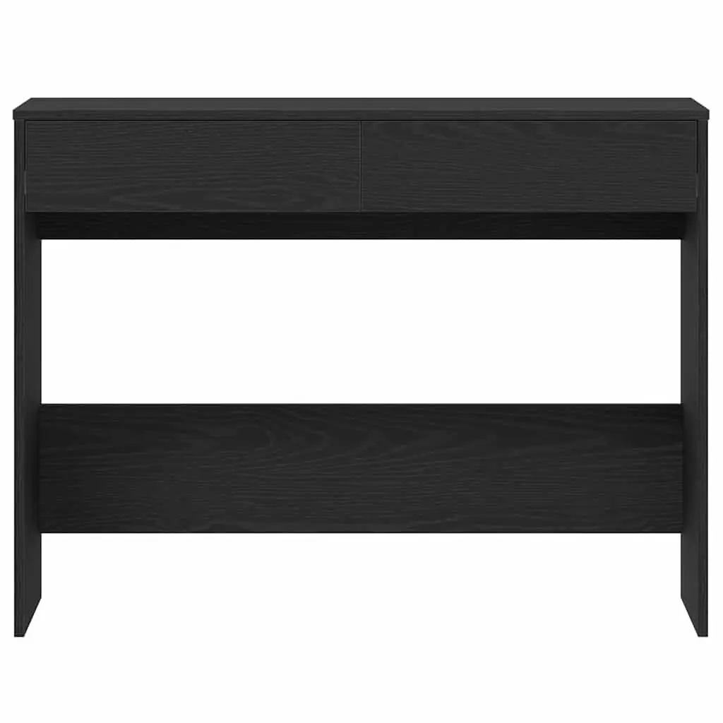 Black Oak Office Desk 101x50x76.5cm Engineered Wood 2 Drawers Storage Workspace