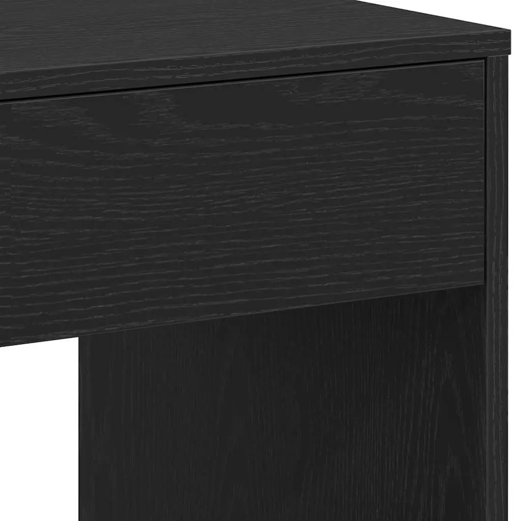 Black Oak Office Desk 101x50x76.5cm Engineered Wood 2 Drawers Storage Workspace