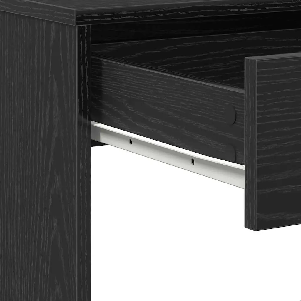 Black Oak Office Desk 101x50x76.5cm Engineered Wood 2 Drawers Storage Workspace