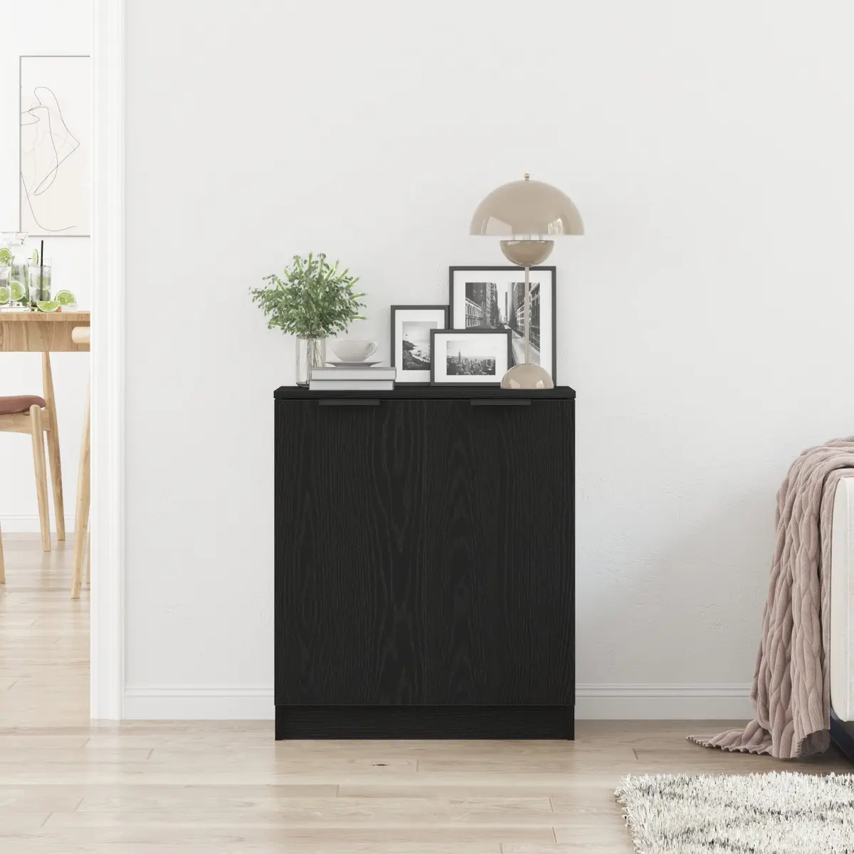 Black Oak Sideboard for Living Room Storage