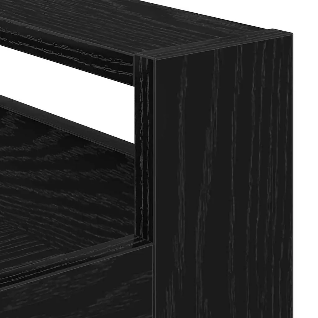 Black Engineered Wood Kitchen Trolley with Castors 60 x 45 x 80 cm