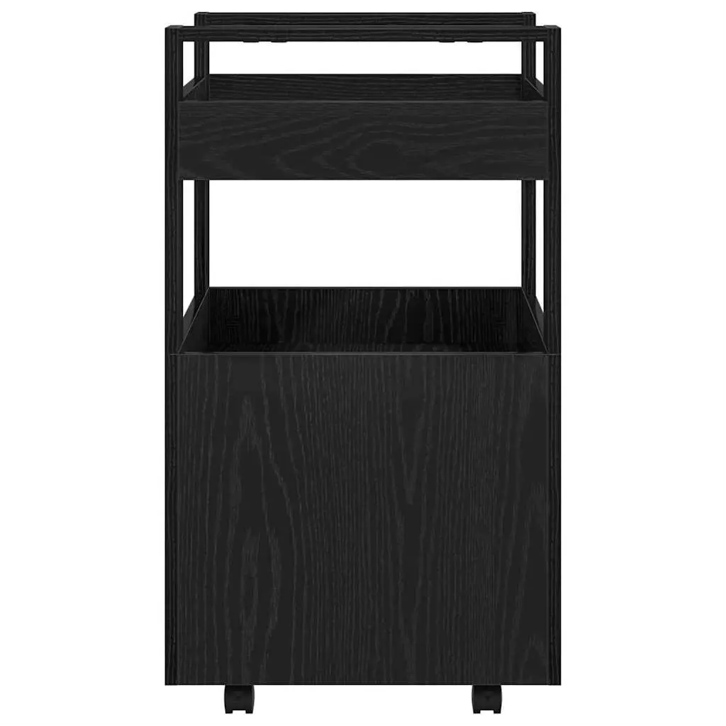 Black Engineered Wood Kitchen Trolley
