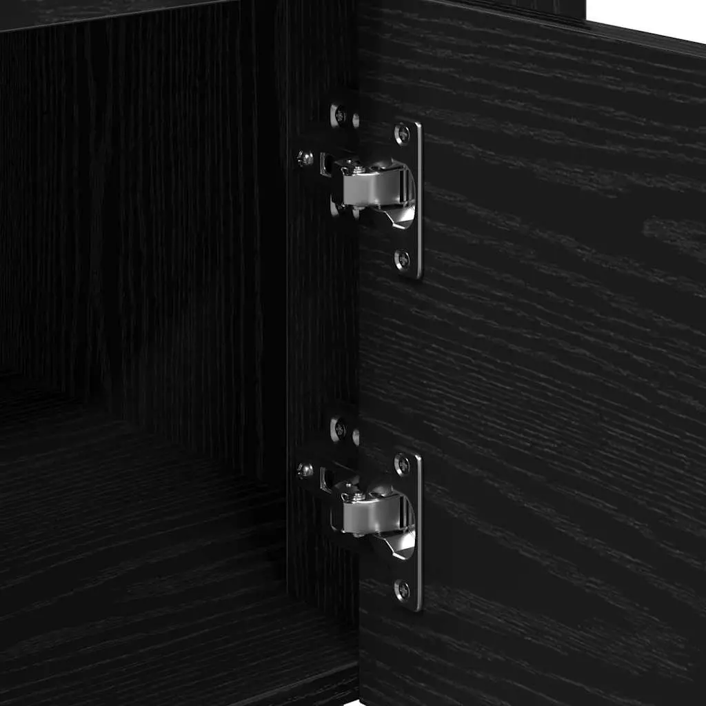 Black Engineered Wood Kitchen Trolley