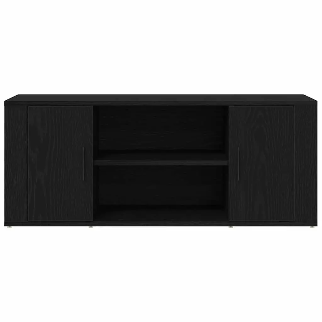 TV Cabinet Black Oak 100x35x40cm Modern Storage Unit Engineered Wood Furniture