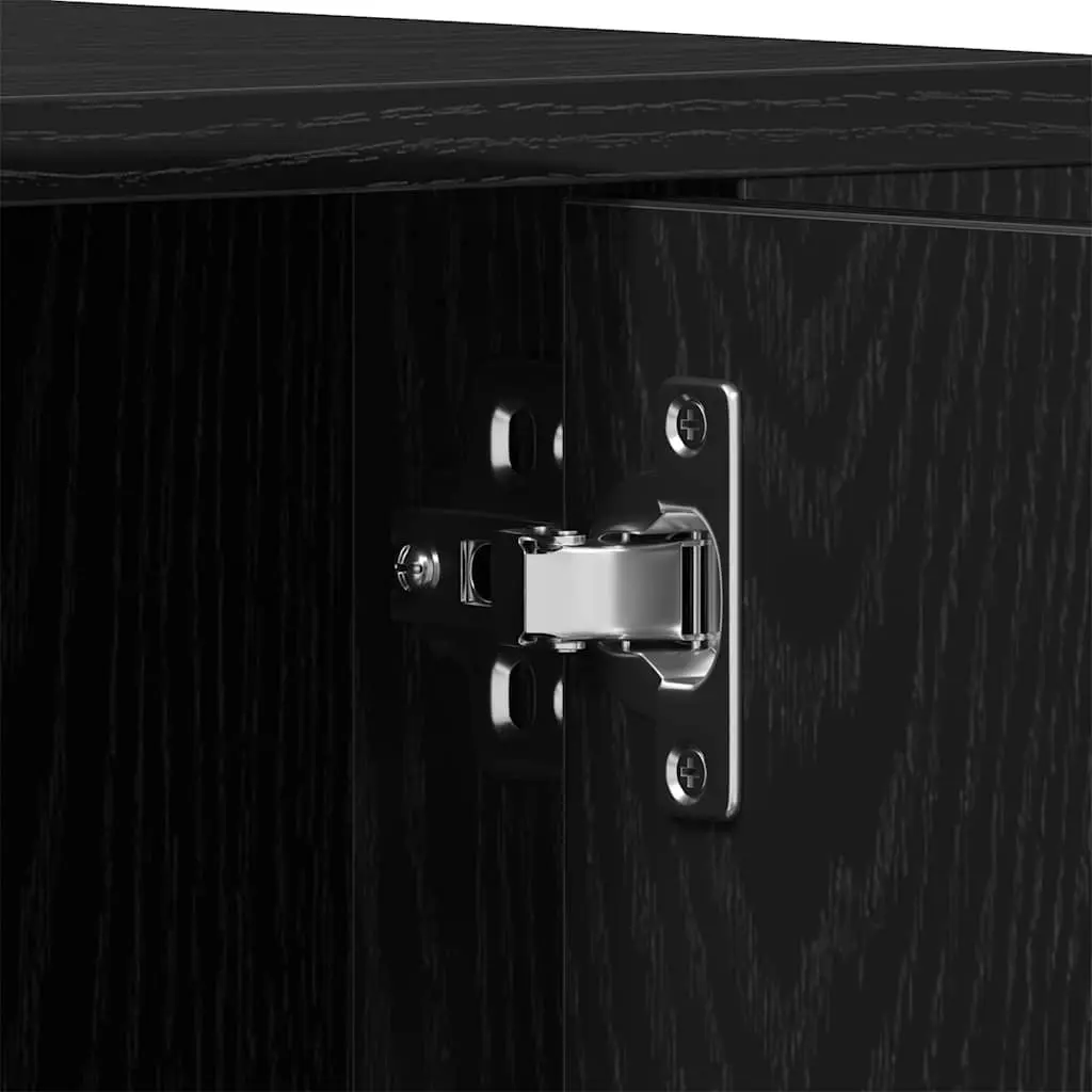 TV Cabinet Black Oak 100x35x40cm Modern Storage Unit Engineered Wood Furniture