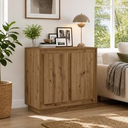 Brown Engineered Wood Buffet Cabinet for Dining Spaces