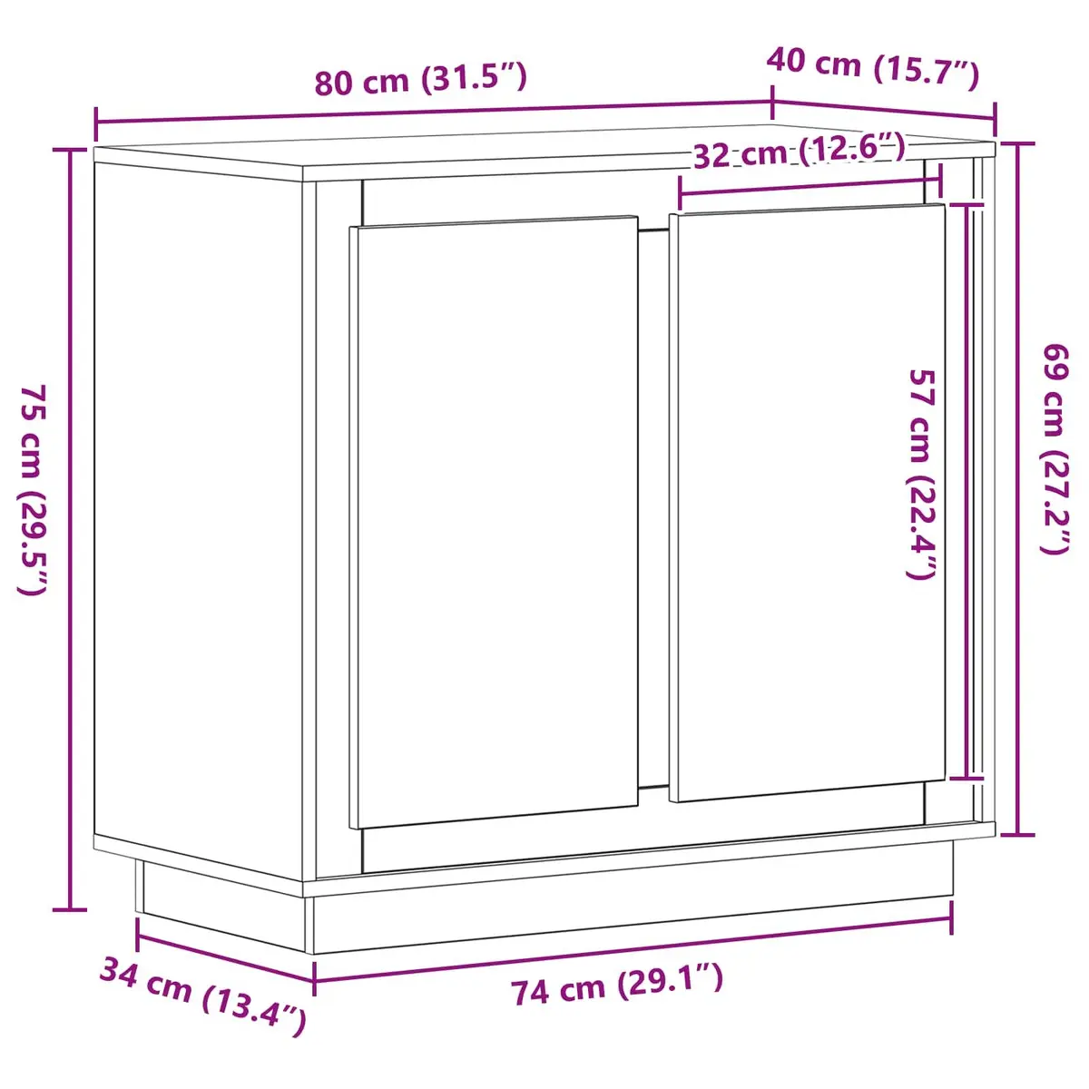Brown Engineered Wood Buffet Cabinet for Dining Spaces