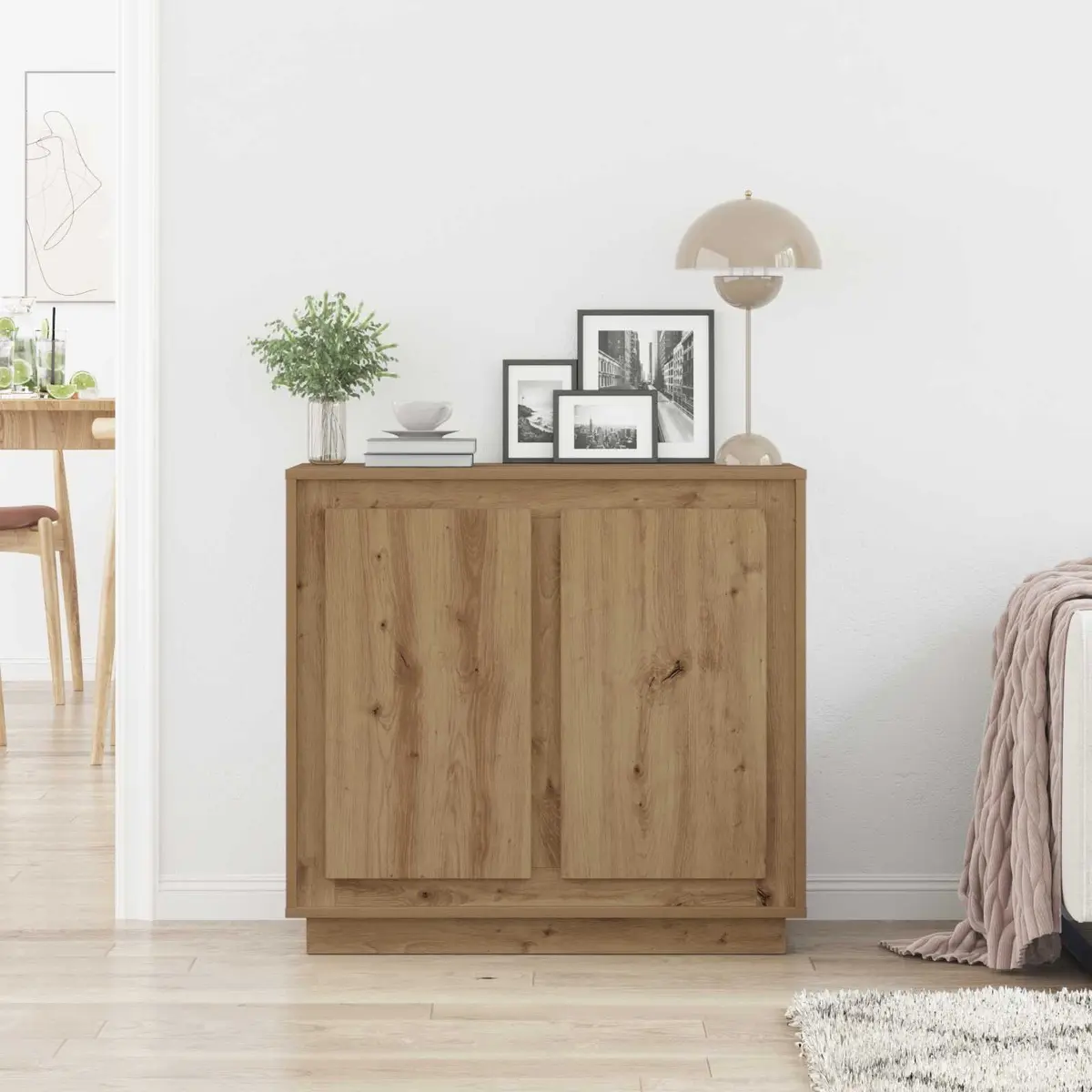 Brown Engineered Wood Buffet Cabinet for Dining Spaces