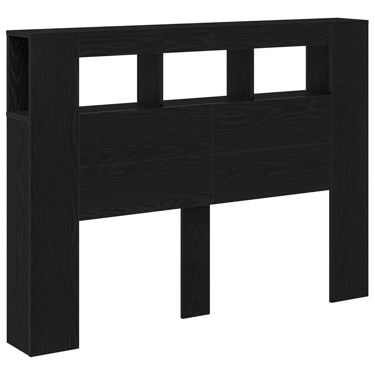Multicolour LED Headboard with Storage Shelf in Black