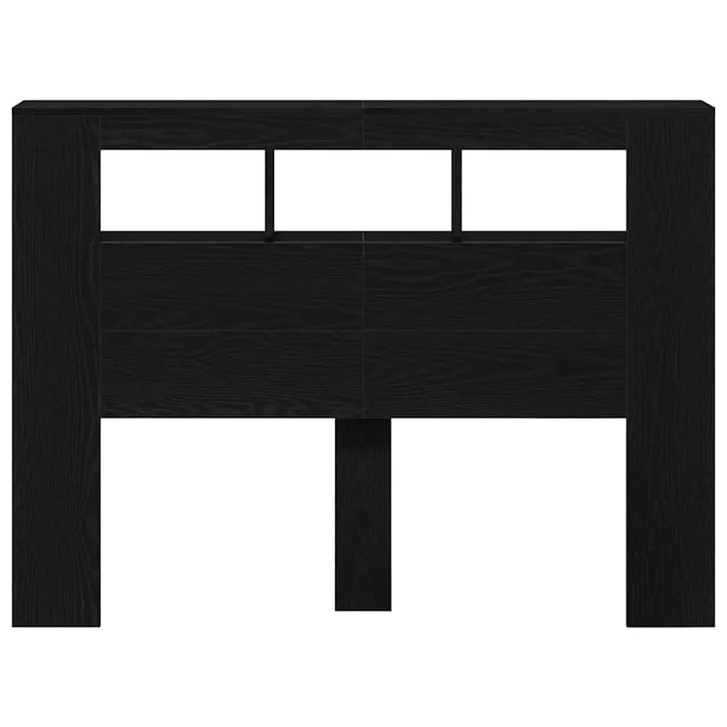 Multicolour LED Headboard with Storage Shelf in Black