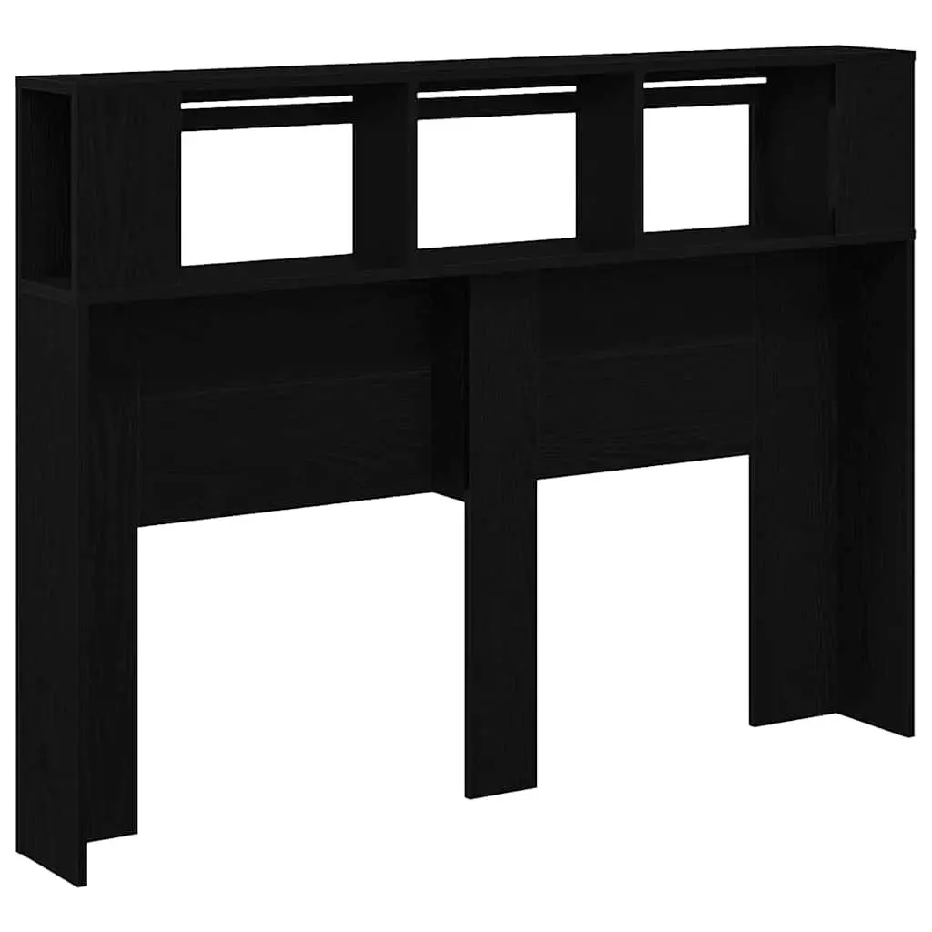 Multicolour LED Headboard with Storage Shelf in Black