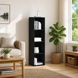 Black Oak Engineered Wood Book Cabinet for Cozy Spaces