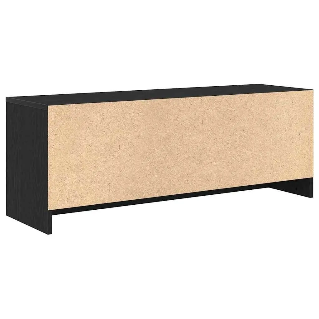 TV Cabinet Black Oak 102x30x37.5cm Engineered Wood Media Storage Unit with Doors and Metal Handles
