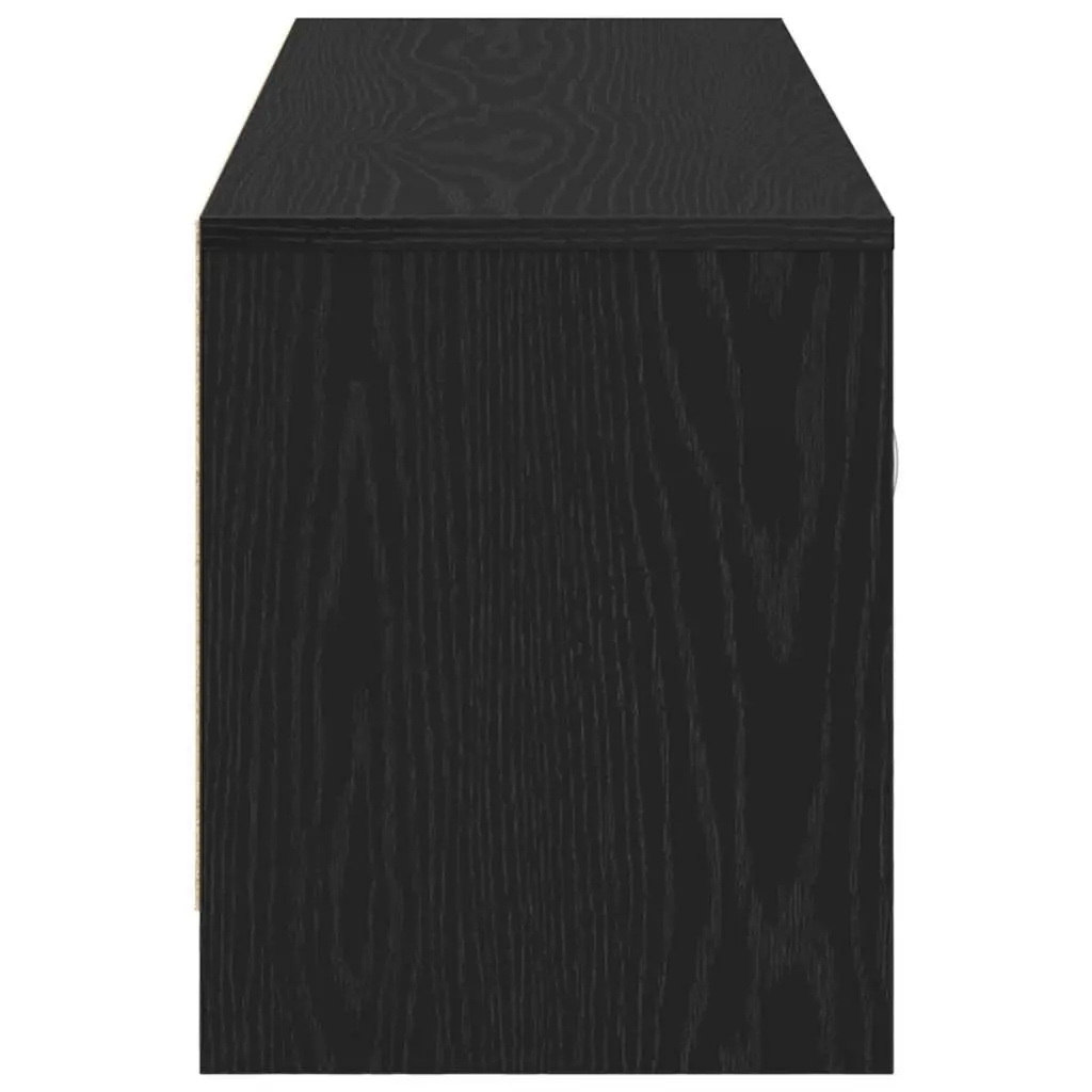 TV Cabinet Black Oak 102x30x37.5cm Engineered Wood Media Storage Unit with Doors and Metal Handles