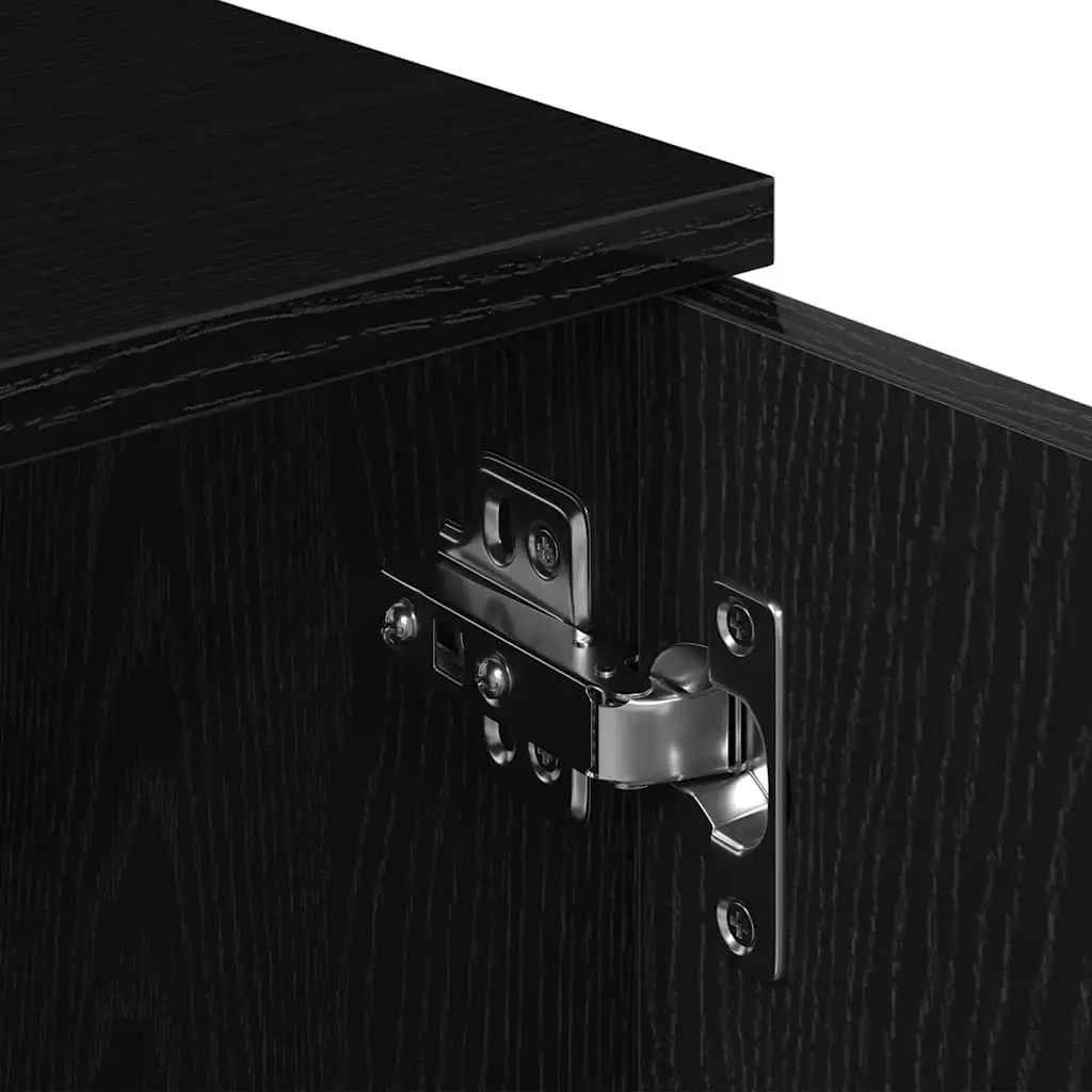 TV Cabinet Black Oak 102x30x37.5cm Engineered Wood Media Storage Unit with Doors and Metal Handles