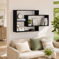 Floating Black Oak Wall Shelf for Stylish Storage