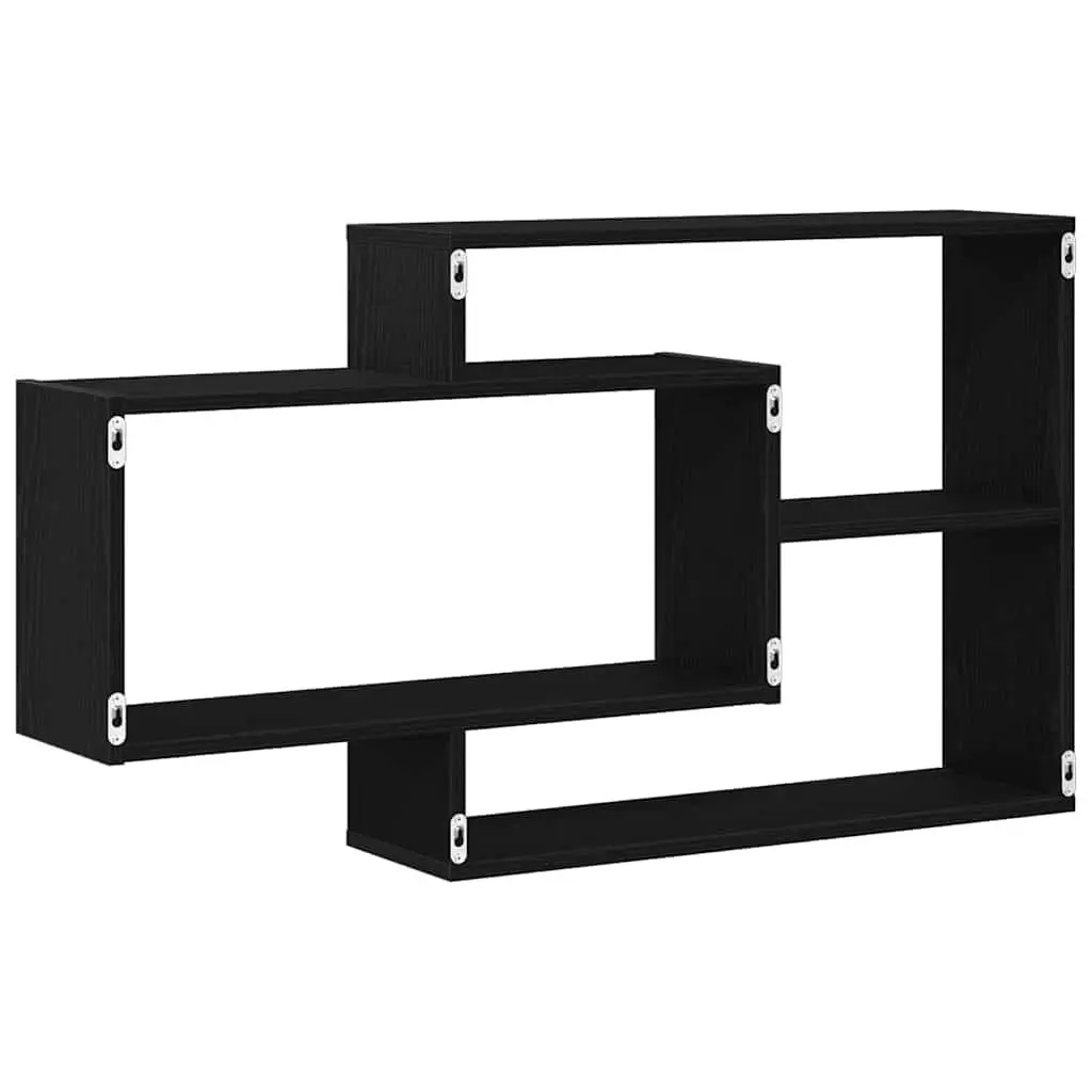 Floating Wall Shelf Engineered Wood Black Oak 104x20x58.5cm Storage Organizer Home Display
