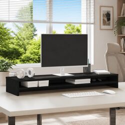 Elegant Black Oak Monitor Stand for Home & Office