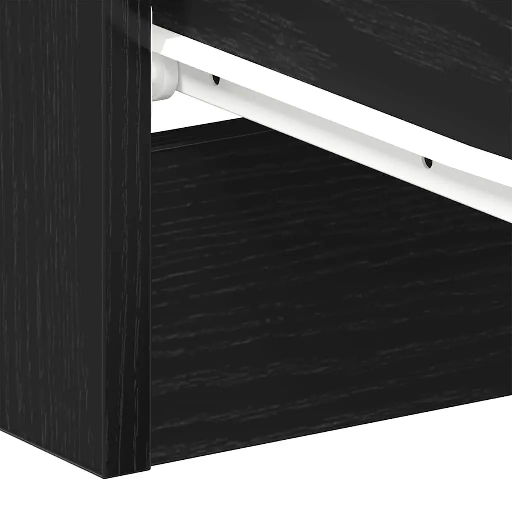 Bedside Cabinet Black Oak 38x35x55 cm Engineered Wood Storage Nightstand