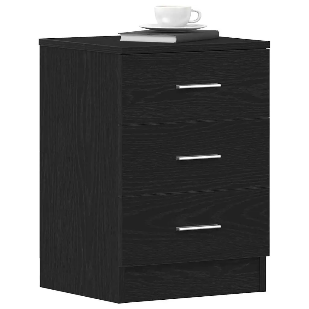 Bedside Cabinet Black Oak 38x35x55 cm Engineered Wood Storage Nightstand