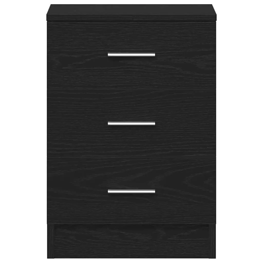 Bedside Cabinet Black Oak 38x35x55 cm Engineered Wood Storage Nightstand