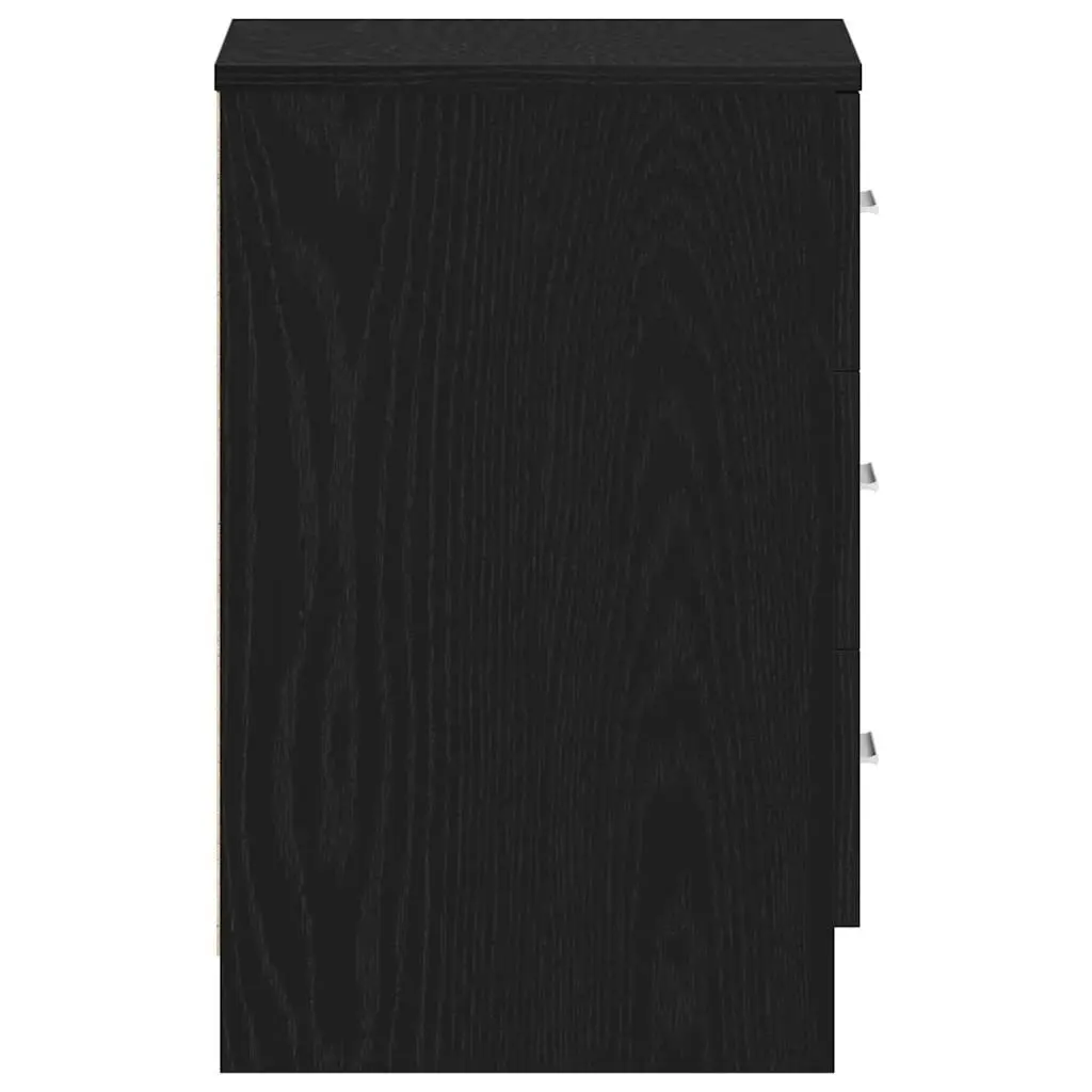 Bedside Cabinet Black Oak 38x35x55 cm Engineered Wood Storage Nightstand