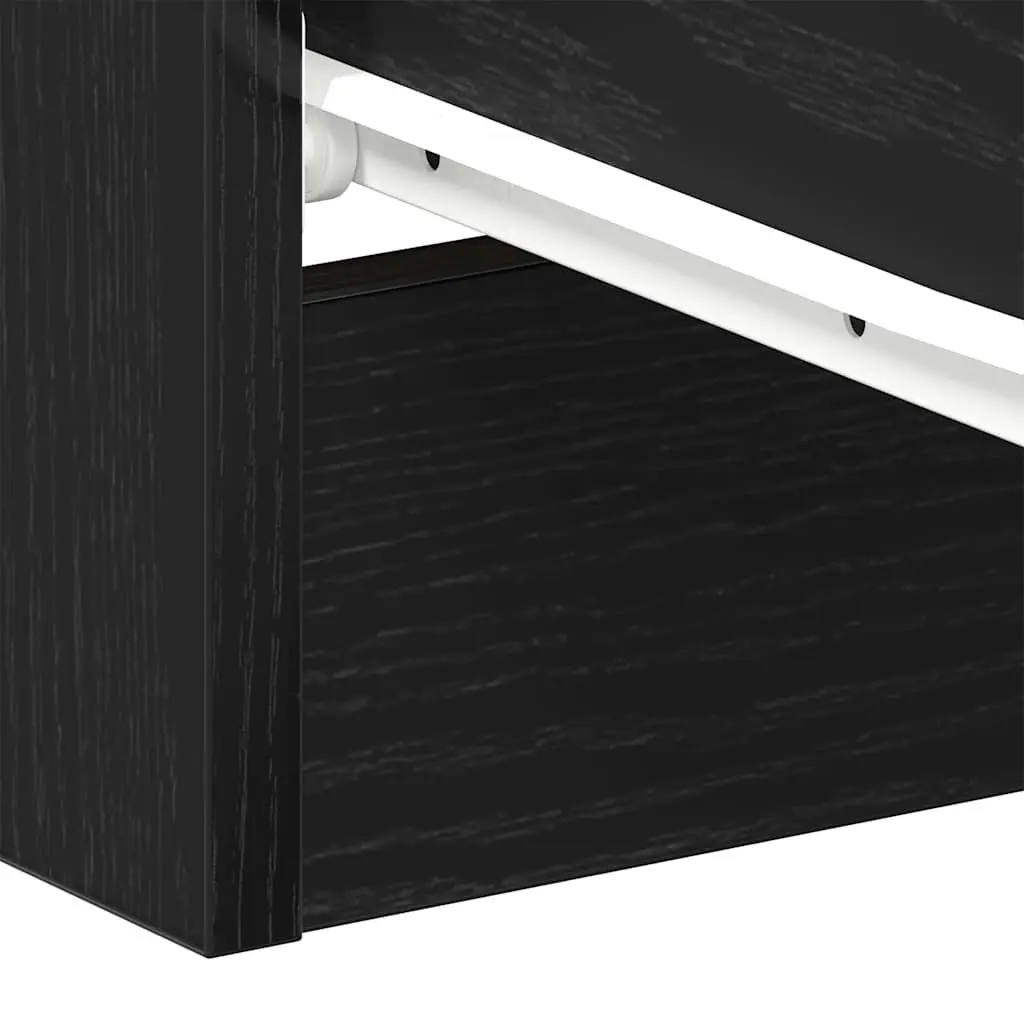 Bedside Cabinets Black Engineered Wood 38x35x55 cm 2 Piece Nightstand Storage