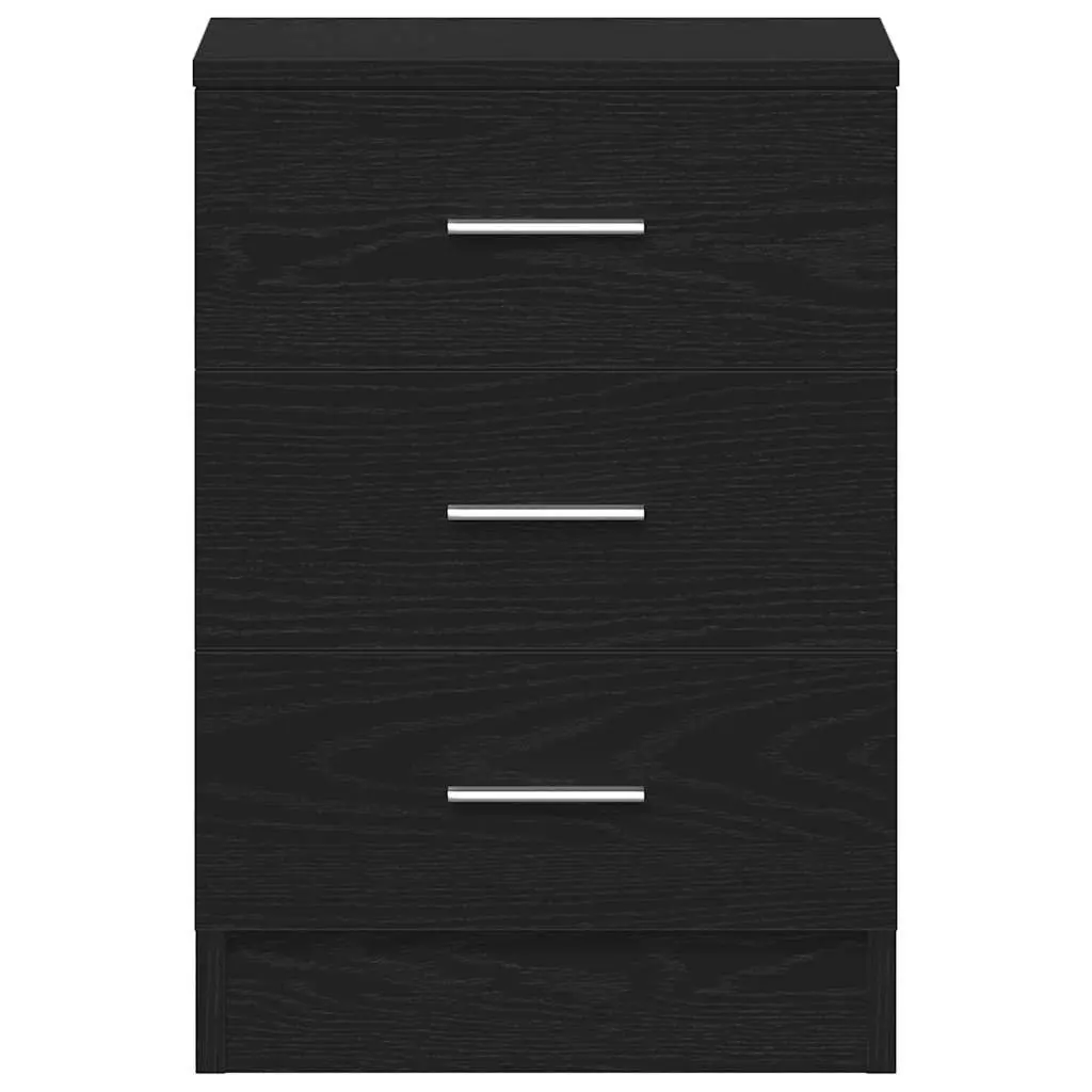 Bedside Cabinets Black Engineered Wood 38x35x55 cm 2 Piece Nightstand Storage