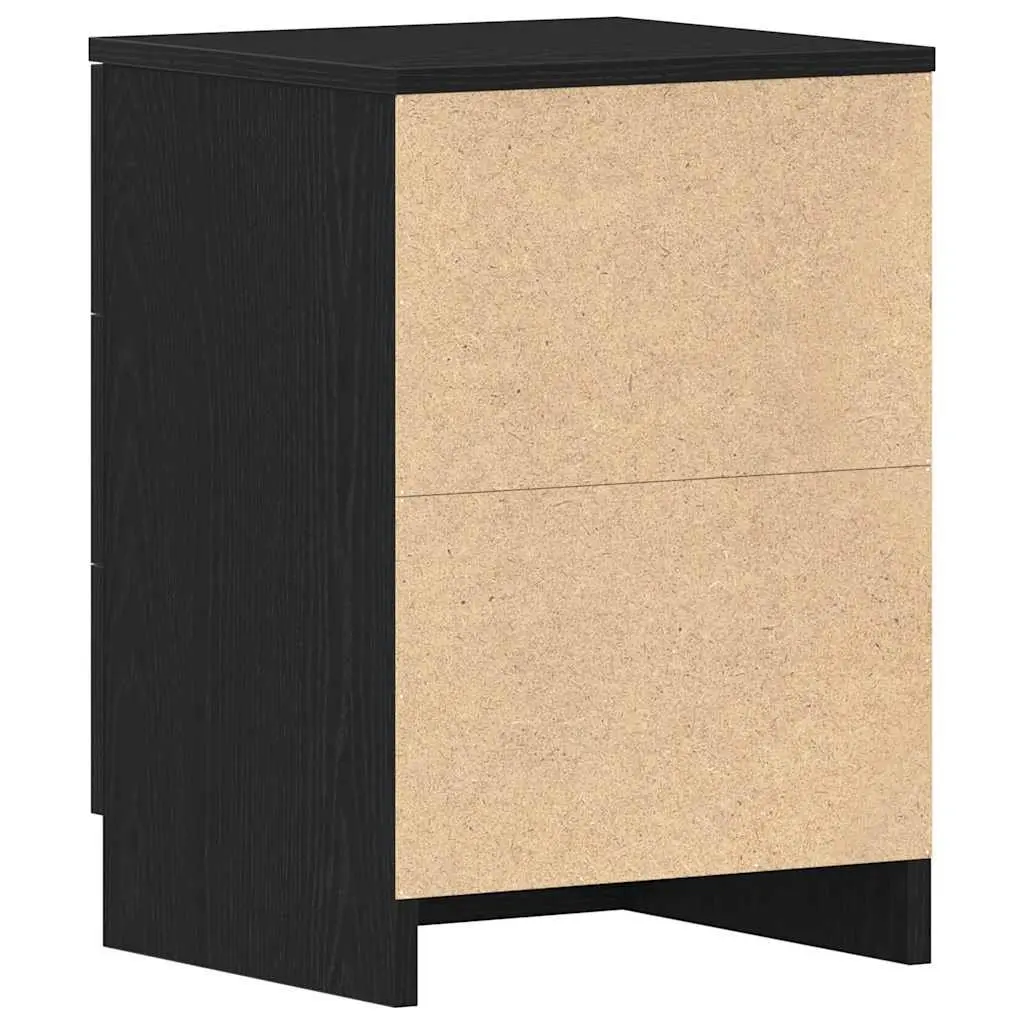 Bedside Cabinets Black Engineered Wood 38x35x55 cm 2 Piece Nightstand Storage