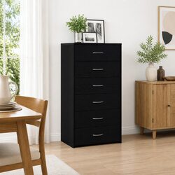 Elegant Black Oak Sideboard Cabinet with 6 Drawers