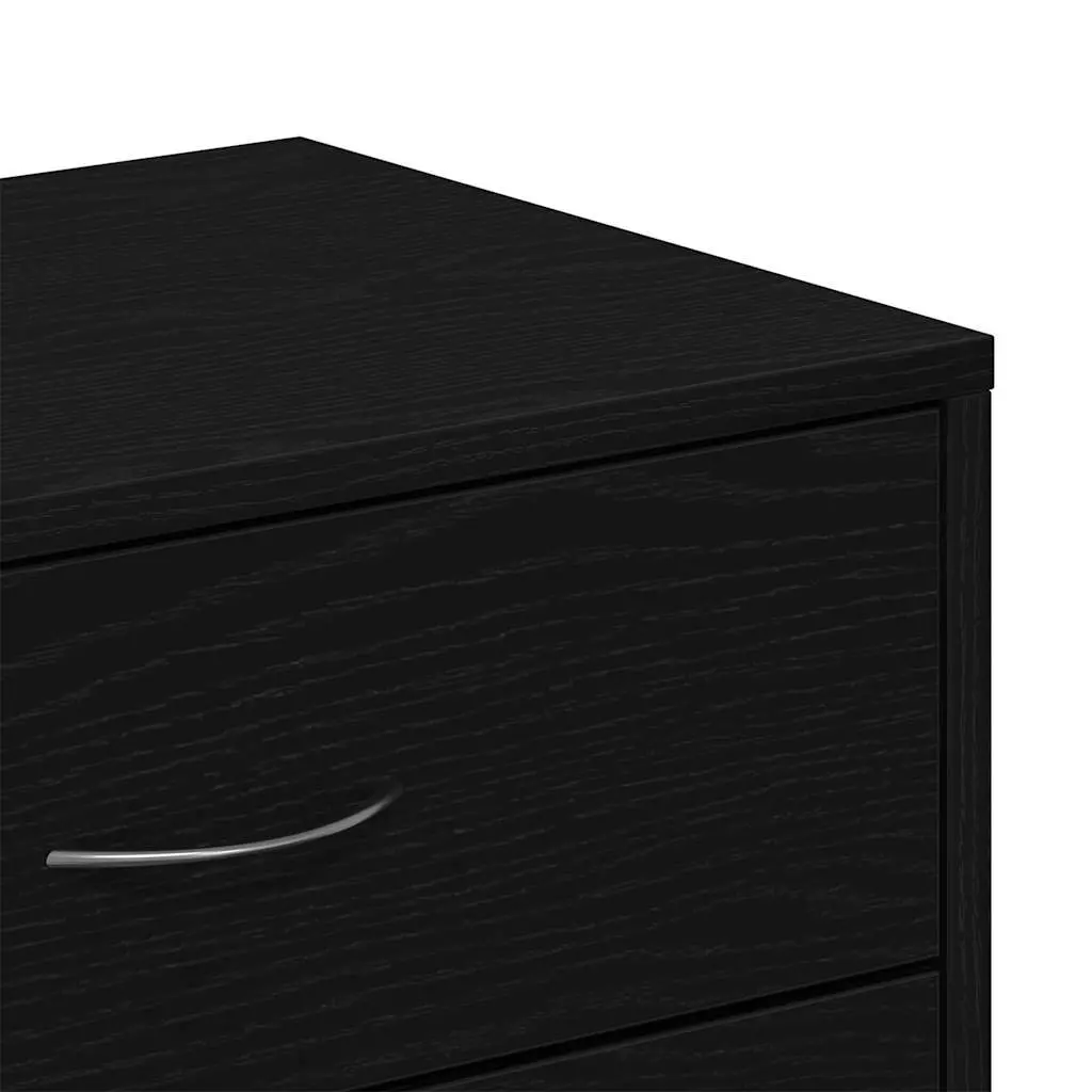Sideboard Cabinet Black Oak 6 Drawers Engineered Wood Storage Buffet Furniture