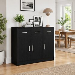 Elegant Black Oak Sideboard for Dining and Living Areas