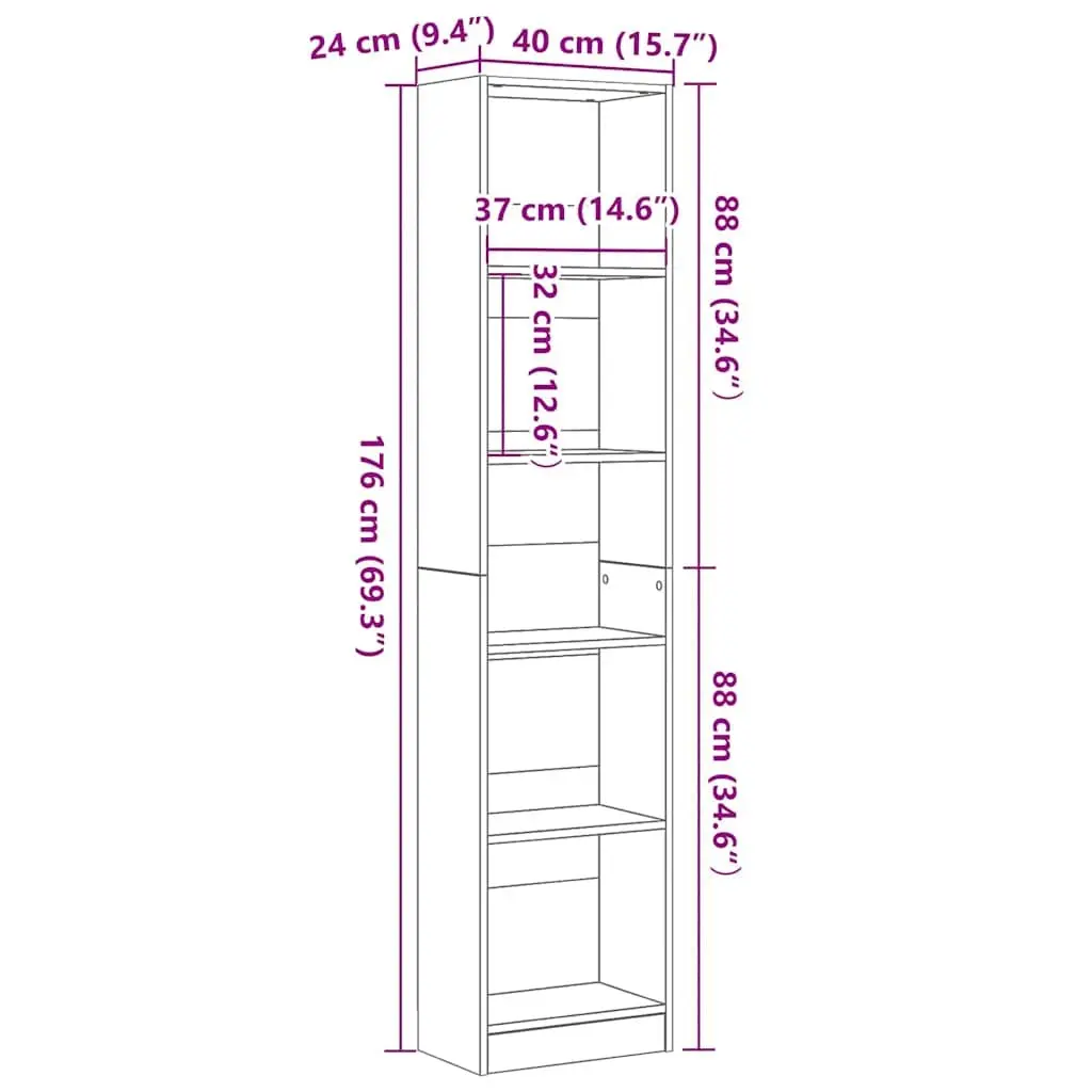 Bookcase with 5 Easy-Care Shelves