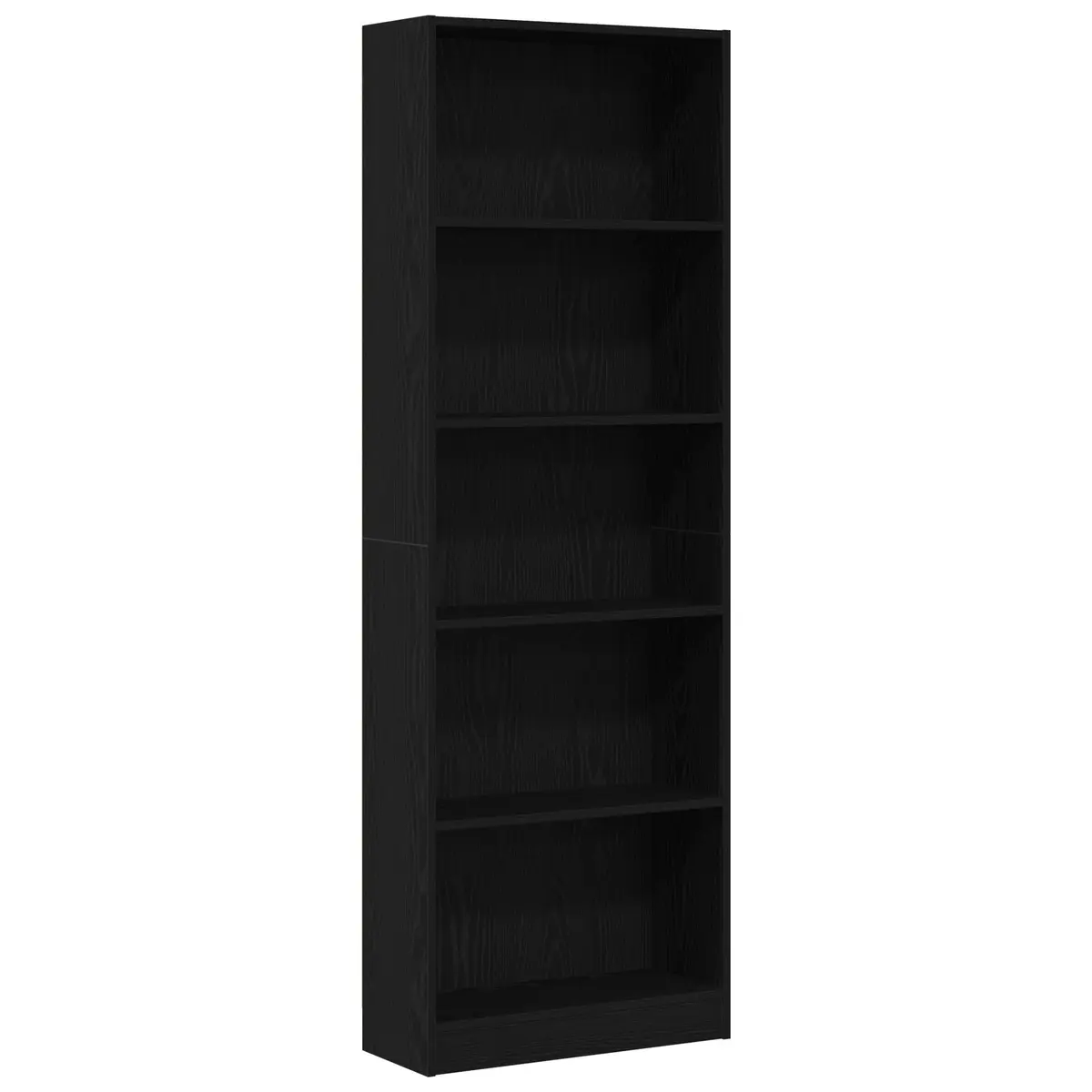 Bookshelf Modern Freestanding Black Oak Engineered Wood Storage Unit 60 x 24 x 176 cm