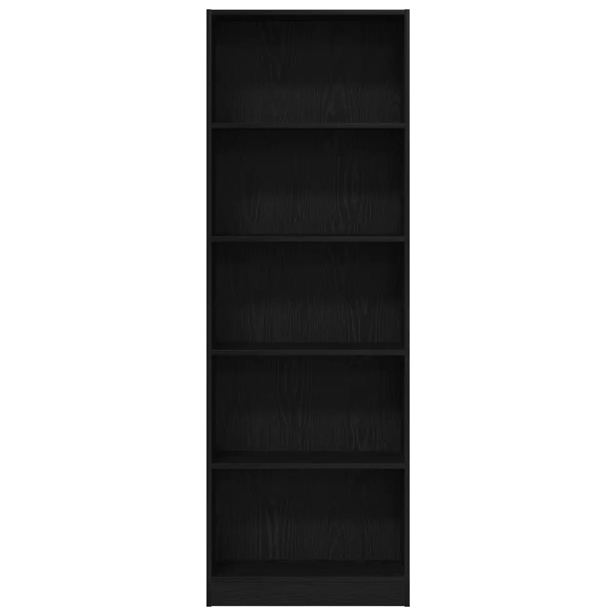 Bookshelf Modern Freestanding Black Oak Engineered Wood Storage Unit 60 x 24 x 176 cm