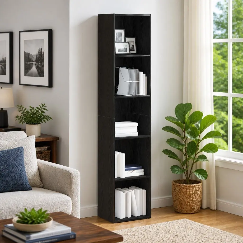 Black Oak Book Cabinet for Home Organization