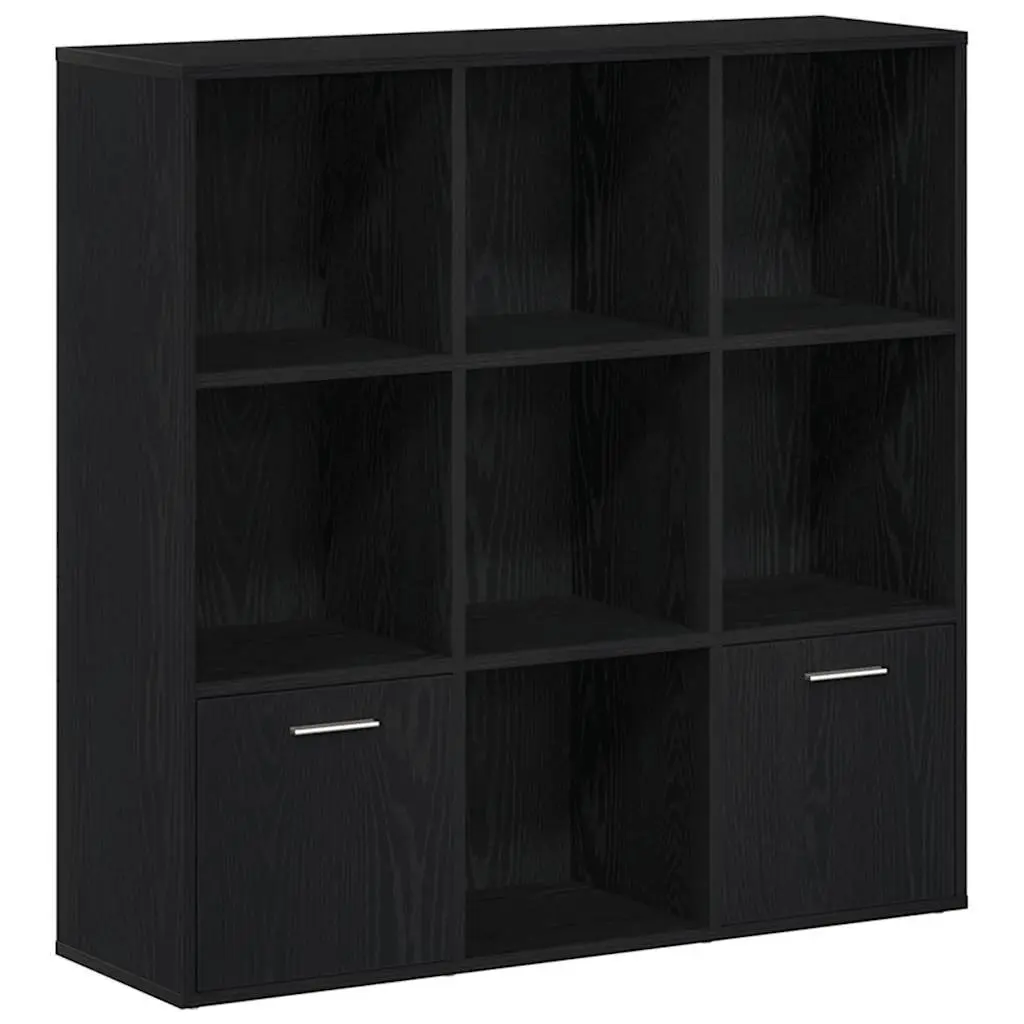 7-Compartment Book Cabinet in Black Oak