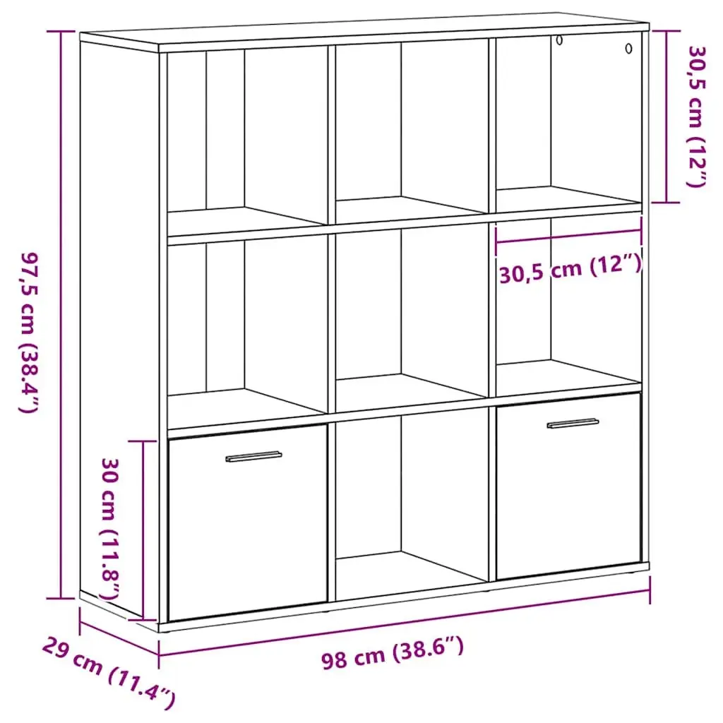 7-Compartment Book Cabinet in Black Oak