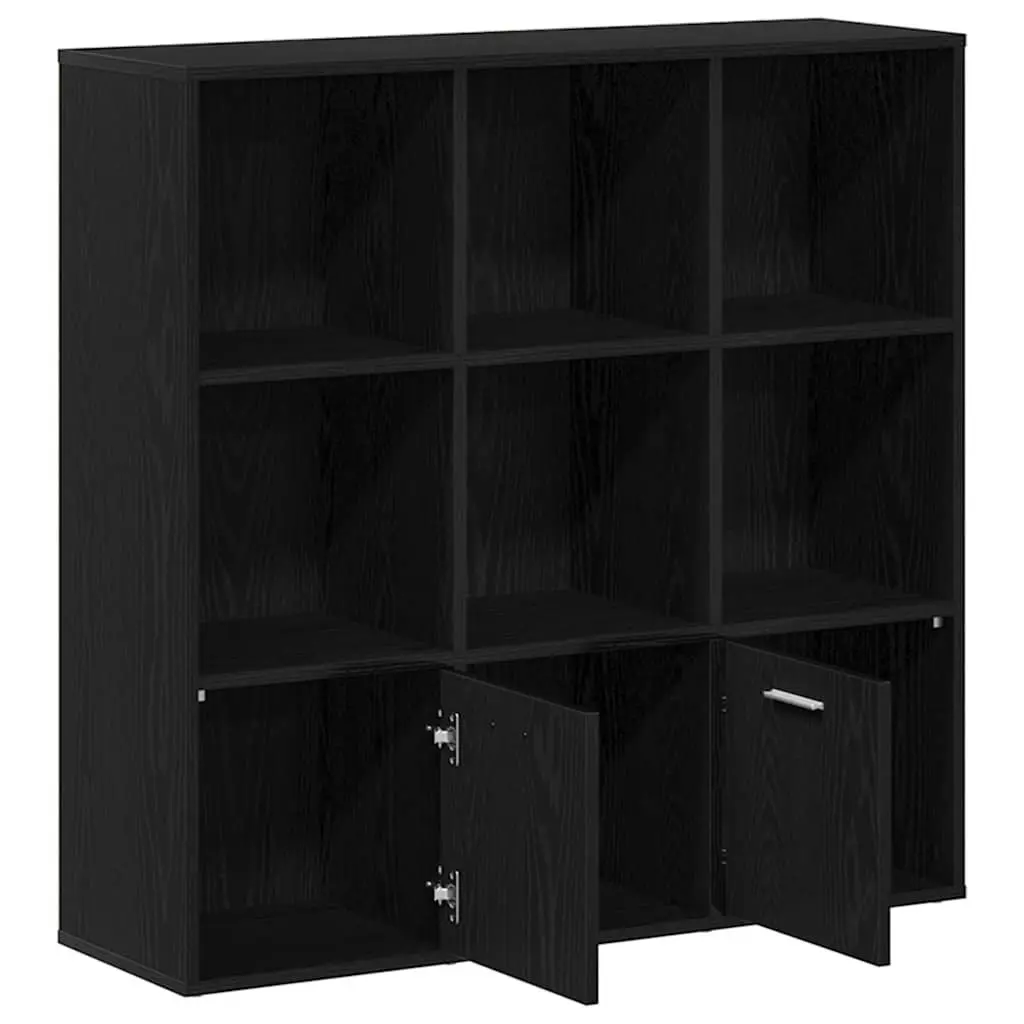 7-Compartment Book Cabinet in Black Oak