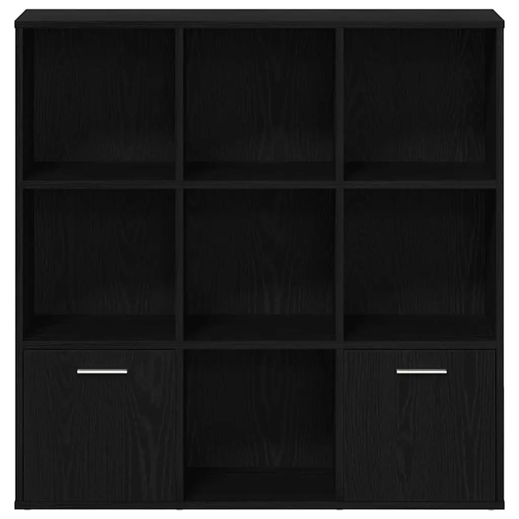 7-Compartment Book Cabinet in Black Oak