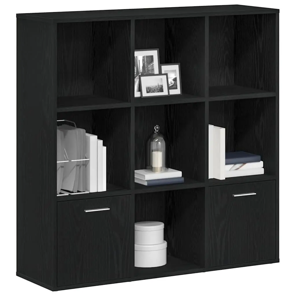 7-Compartment Book Cabinet in Black Oak
