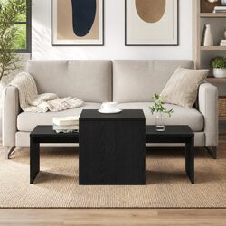 Elegant Black Oak Nesting Coffee Tables for Cozy Living Rooms